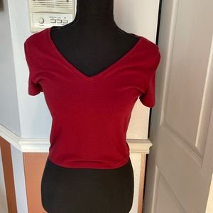red cropped t-shirt